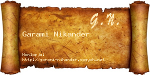 Garami Nikander névjegykártya